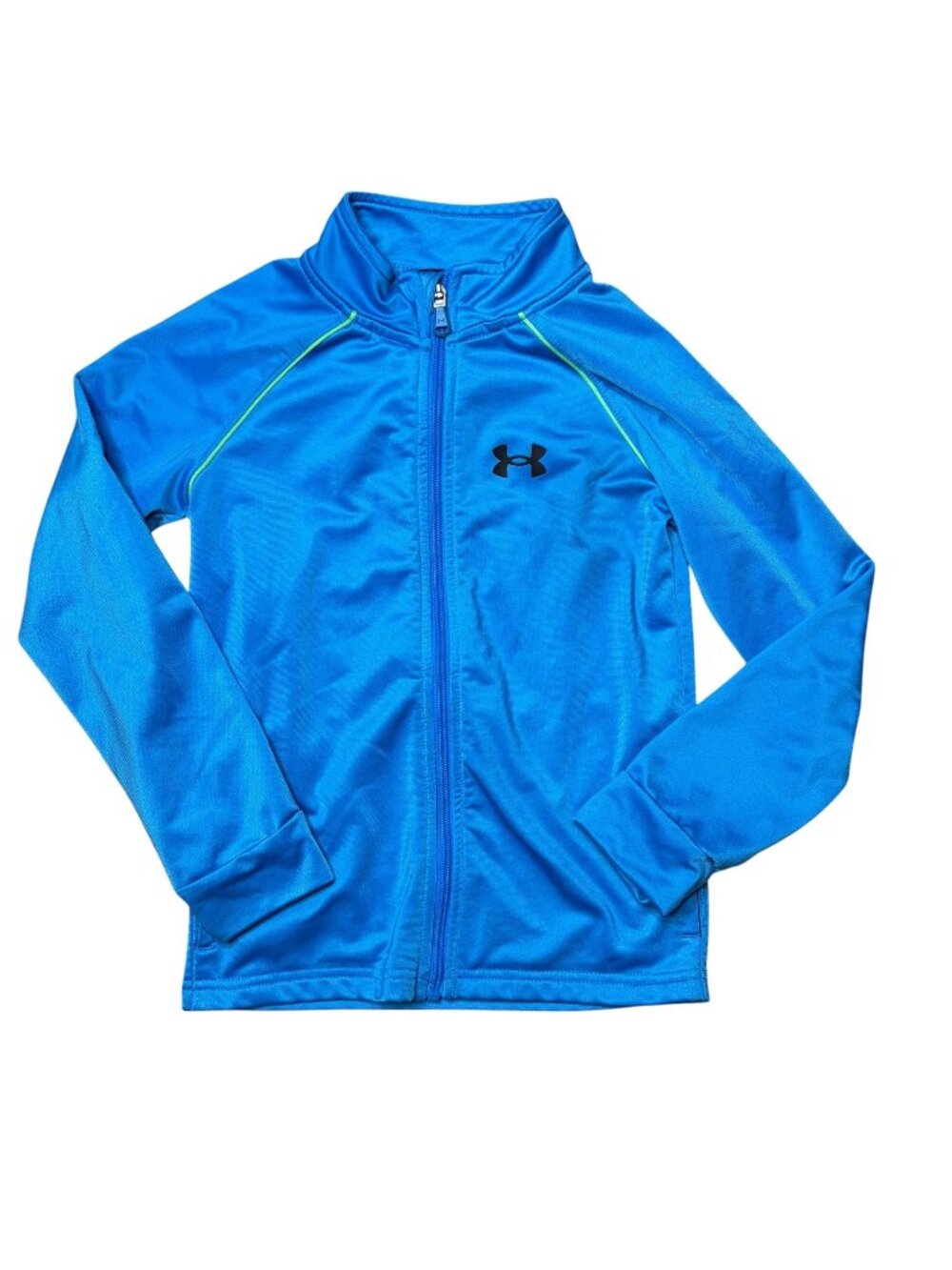 Under Armour Boys Jacket Size 7 Blue Lime Green Zip Up